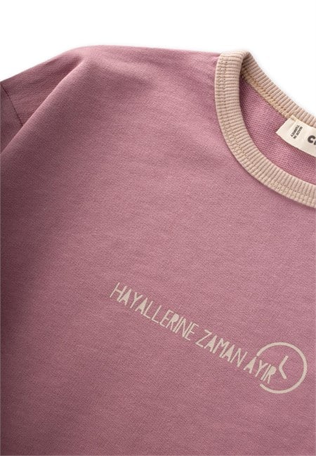 Geniş Kesim Mevsimlik Uzun Kollu T-Shirt 2-8 Yaş Leylak