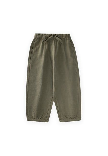Keten Boyfriend Pantolon 2-10 Yaş Yeşil