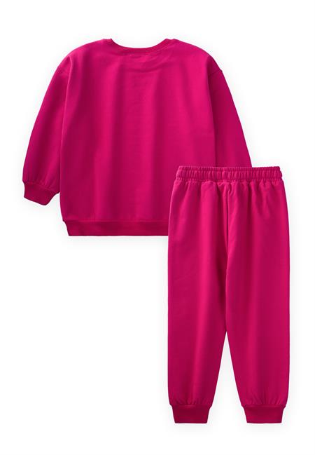 Basic Karyoka Detaylı Sweatshirt Takım 3-8 Yaş Fuşya