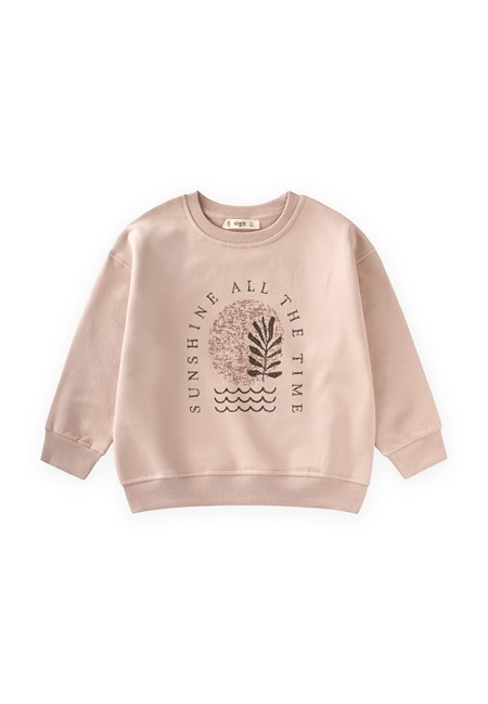 Dağ Baskılı Sweatshirt 3-9 Yaş Bej