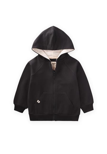 Kapşonlu Fermuarlı Hırka 1-14 Yaş Siyah