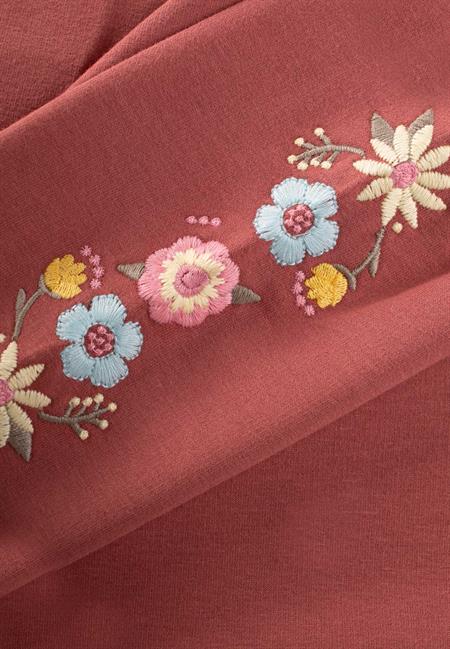 Kol Nakışlı Sweatshırt 2-12 Yaş GÜL KURUSU