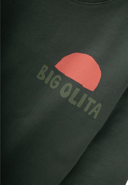 Bıg Olıta Baskılı Sweatshirt 2-10 Yaş Haki Yeşil