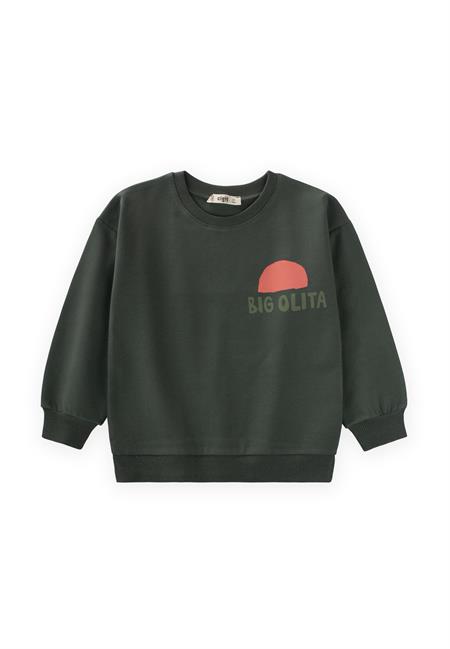 Bıg Olıta Baskılı Sweatshirt 2-10 Yaş Haki Yeşil