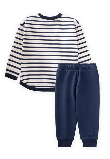 Çizgili Sweatshırt Takım 1-7 Yaş LACİVERT