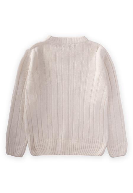 Saç Örgülü Kazak 1-8 Yaş Ekru