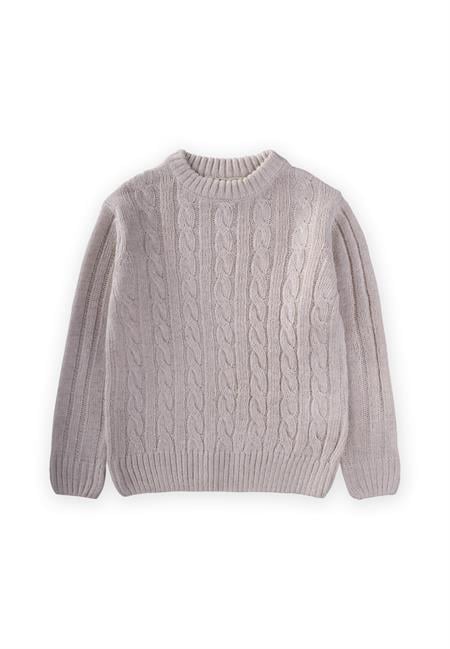 Saç Örgülü Kazak 1-8 Yaş Taş