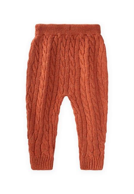 Saç Örgü Triko Pantolon 1-5 Yaş Kiremit