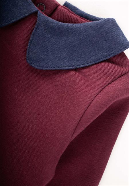 Bebe Yakalı Sweatshirt Takım 0-3 Yaş Bordo