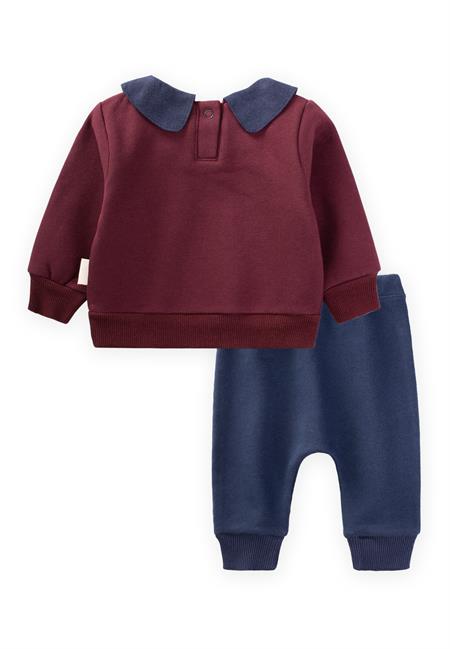 Bebe Yakalı Sweatshirt Takım 0-3 Yaş Bordo