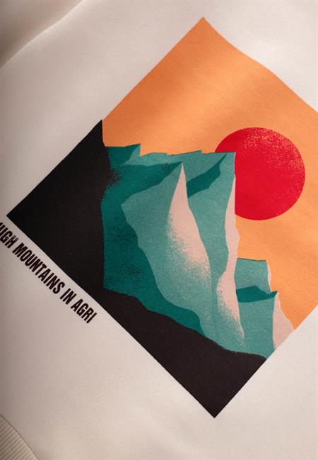 Dağ Baskılı Sweatshirt 3-9 Yaş Ekru