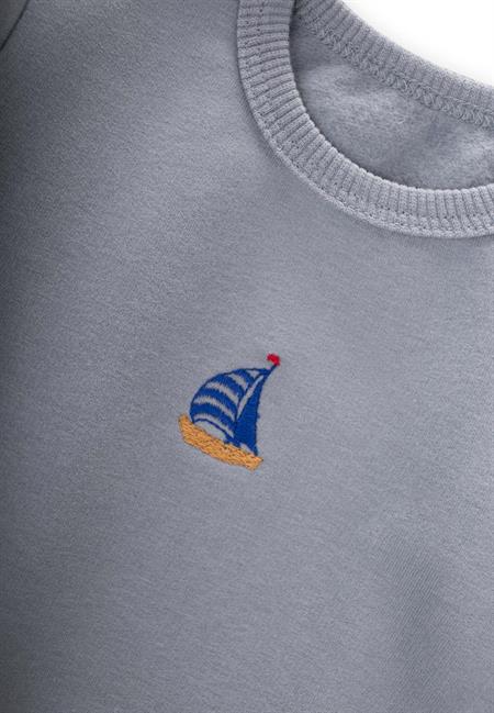 Yelken Nakışlı Sweatshirt Takım 0-2 Yaş Mint Yeşil