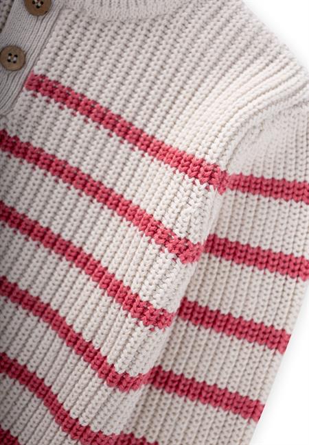 Çizgili Triko Kazak 2-8 Yaş Ekru-Somon Çizgili