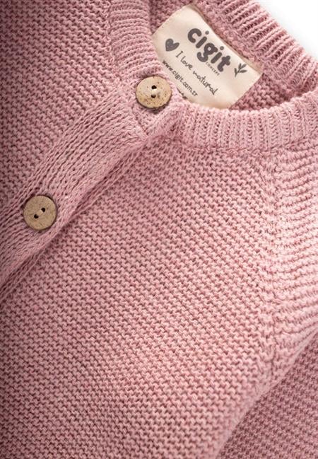 Links Triko Hırka 1-8 Yaş Pudra Pembe