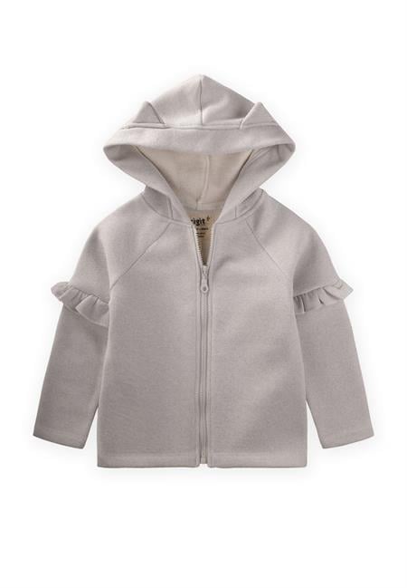 Simli Kapşonlu Kız Hırka 2-8 Yaş Gri