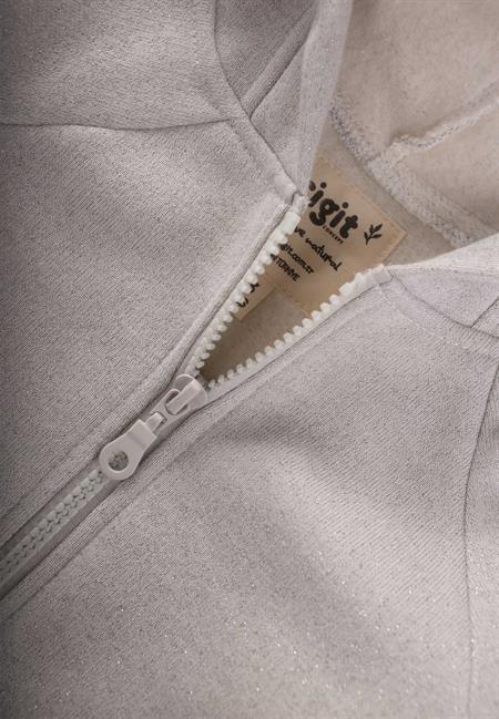 Simli Kapşonlu Kız Hırka 2-8 Yaş Gri