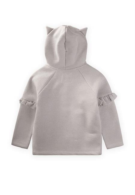 Simli Kapşonlu Kız Hırka 2-8 Yaş Gri