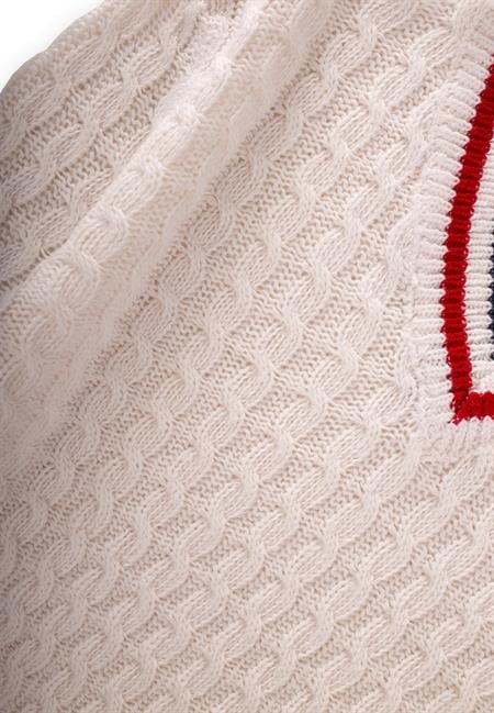 Saç Örgü V Yaka Kazak 2-9 Yaş EKRU