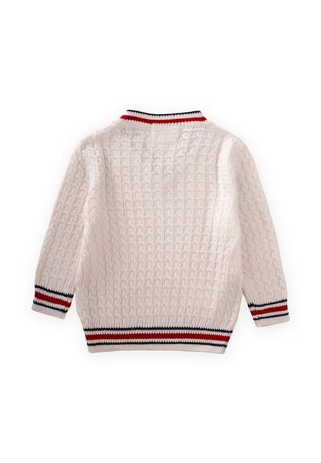 Saç Örgü V Yaka Kazak 2-9 Yaş EKRU