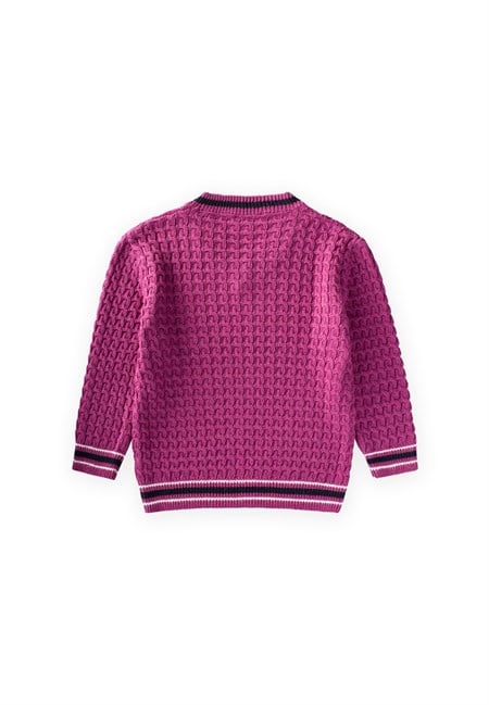 Saç Örgü V Yaka Kazak 2-9 Yaş ERGUVAN