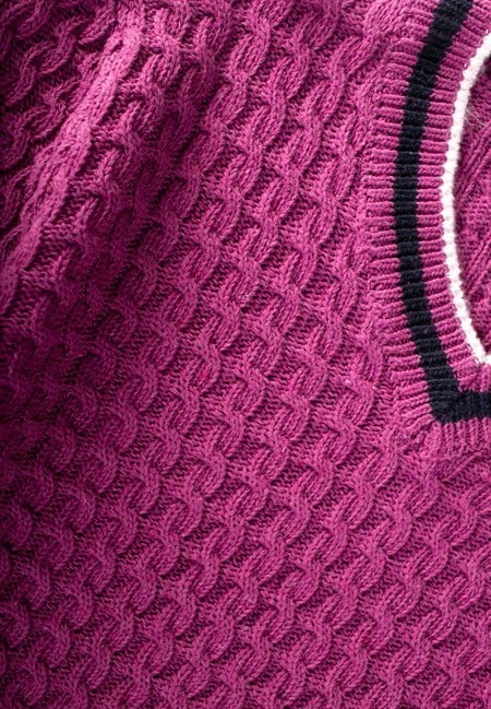 Saç Örgü V Yaka Kazak 2-9 Yaş ERGUVAN