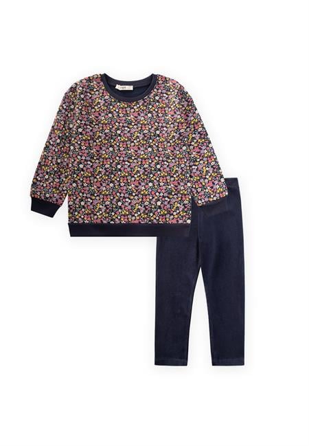 Desenli Sweatshirt Takım 4-12 Yaş Lacivert