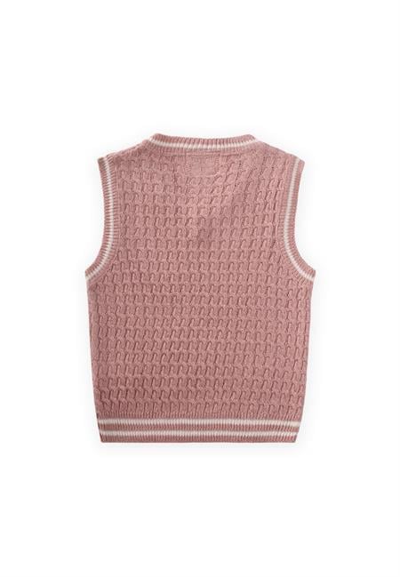 Saş Örgü Triko Süeter 3-9 Yaş Pudra Pembe