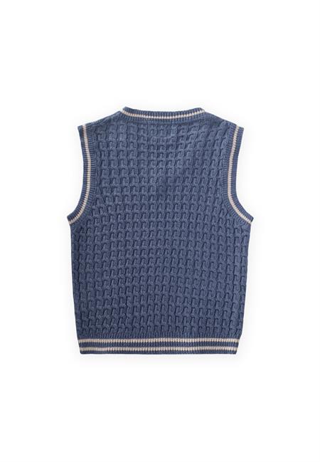 Saş Örgü Triko Süeter 3-9 Yaş İndigo Mavi