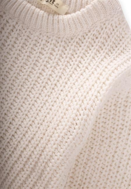 Bisiklet Yaka Selanik Triko Kazak 2-8 Yaş Ekru