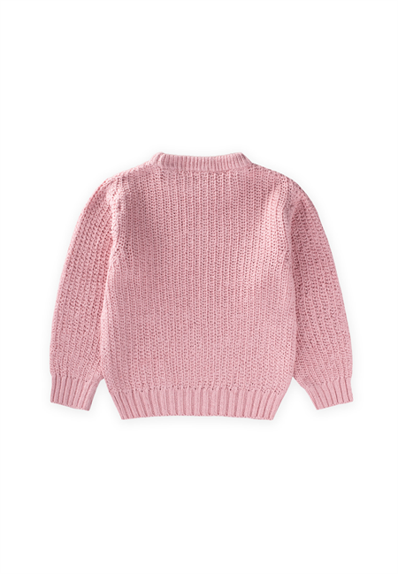 Bisiklet Yaka Selanik Triko Kazak 2-8 Yaş Pudra Pembe