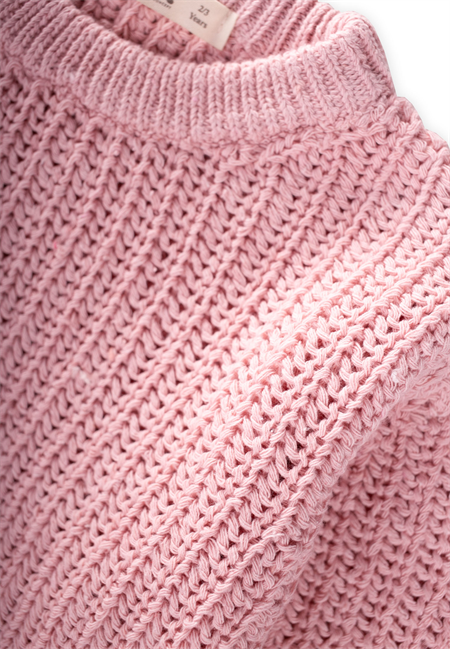 Bisiklet Yaka Selanik Triko Kazak 2-8 Yaş Pudra Pembe