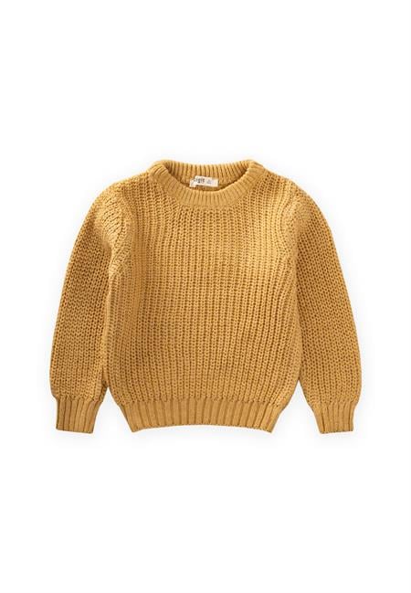 Bisiklet Yaka Selanik Triko Kazak 2-8 Yaş Hardal Sarı