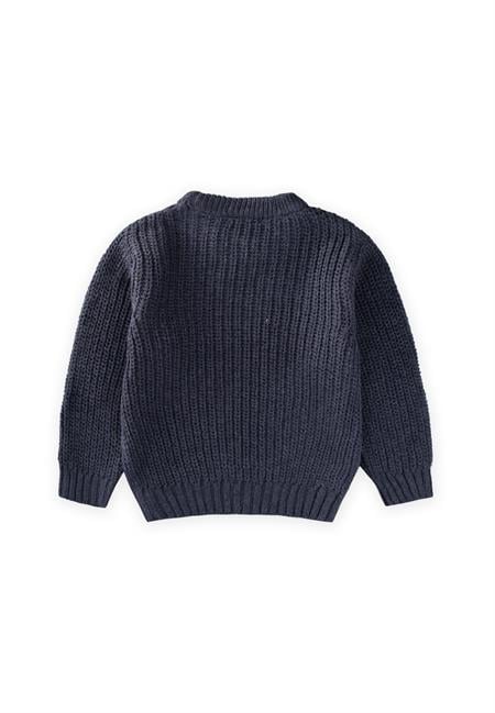 Bisiklet Yaka Selanik Triko Kazak 2-8 Yaş İndigo Mavi