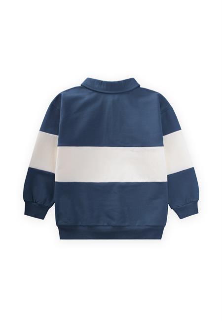 Polo Yaka Baskılı Sweatshirt 4-12 Yaş Lacivert