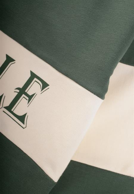 Polo Yaka Baskılı Sweatshirt 4-12 Yaş Haki Yeşil