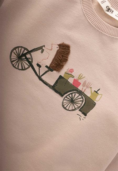 Kirpi Baskılı Sweatshirt Takım 0-5 Yaş Bej