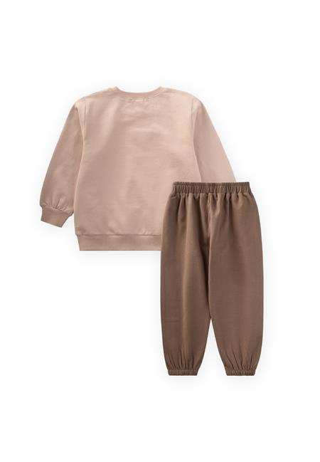 Kirpi Baskılı Sweatshirt Takım 0-5 Yaş Bej