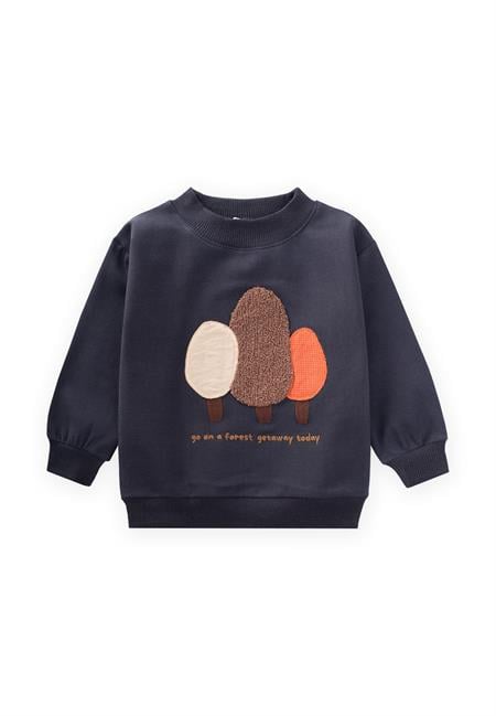 Süzene Nakışlı Sweatshirt 1-7 Yaş Antrasit