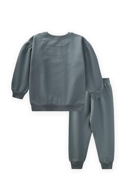 Etiket Detaylı Sweatshirt Takım 1-7 Yaş Çağla Yeşili
