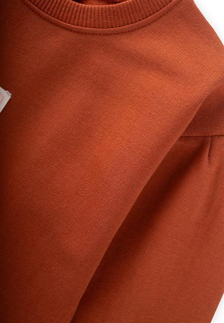 Etiket Detaylı Sweatshirt Takım 1-7 Yaş Kiremit