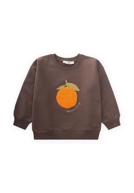 Süzene Nakışlı Sweatshirt 1-7 Yaş Kahverengi