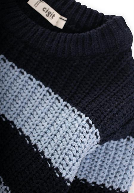 Selanik Çizgili Triko Kazak 2-8 Yaş Lacivert