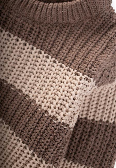 Selanik Çizgili Triko Kazak 2-8 Yaş Vizon