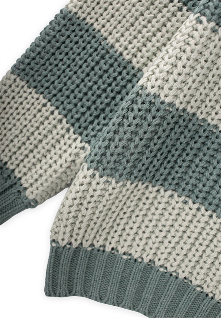 Selanik Çizgili Triko Kazak 2-8 Yaş Haki Yeşil