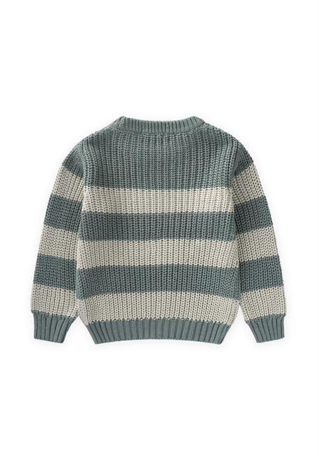 Selanik Çizgili Triko Kazak 2-8 Yaş Haki Yeşil