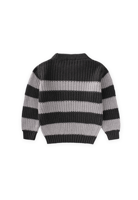 Selanik Çizgili Triko Kazak 2-8 Yaş Antrasit