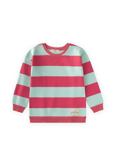 Sweatshırt 4-12 Yaş MİNT MERCAN ÇİZGİLİ