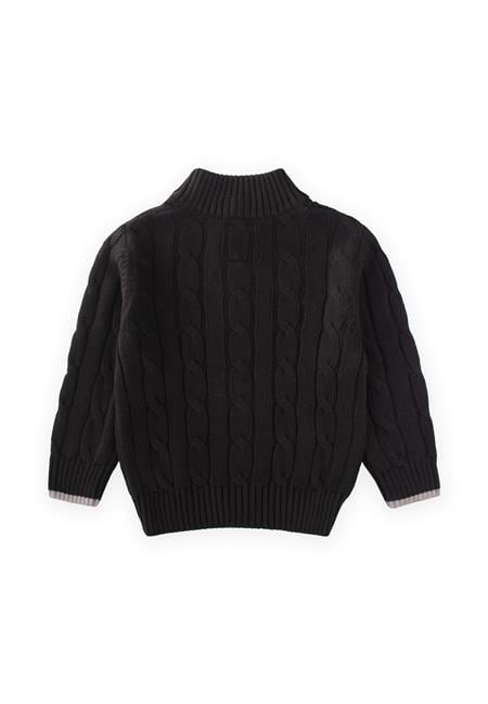 Saç Örgü Triko Hırka 2-11 Yaş Siyah