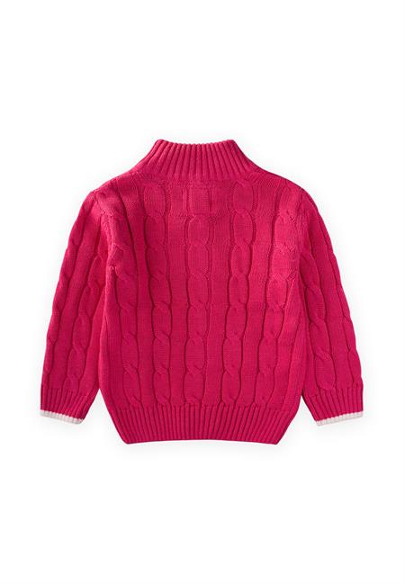 Saç Örgü Triko Hırka 2-11 Yaş Fuşya