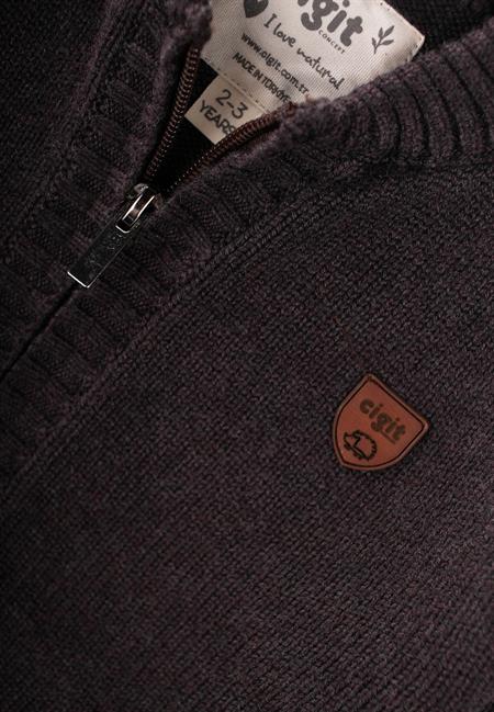 Triko Cepli Hırka 2-11 Yaş Kahve